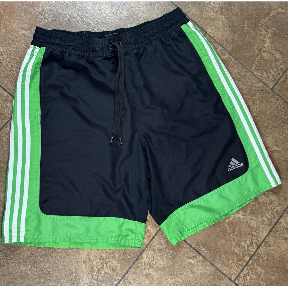 Adidas Swim Trunks‎ Shorts Men's Size XL Lined Blue & Green Bottoms